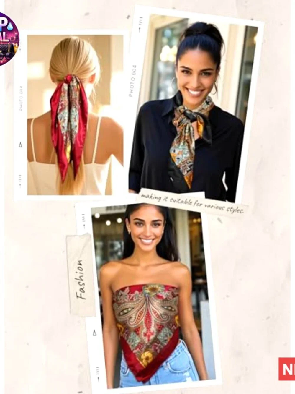 Satin Head Scarf 2Pcs Large Square Silk Like Hair Wrapping Neck Scarf